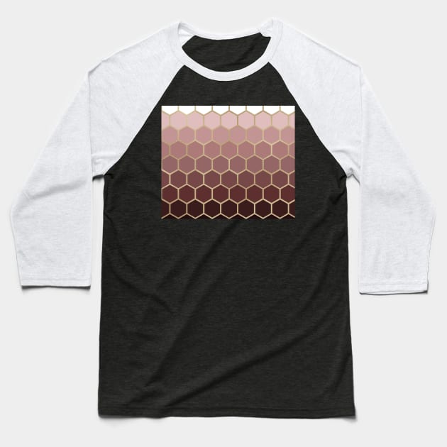 Honeycomb - Dusty Rose & Champagne Baseball T-Shirt by TheWildOrchid